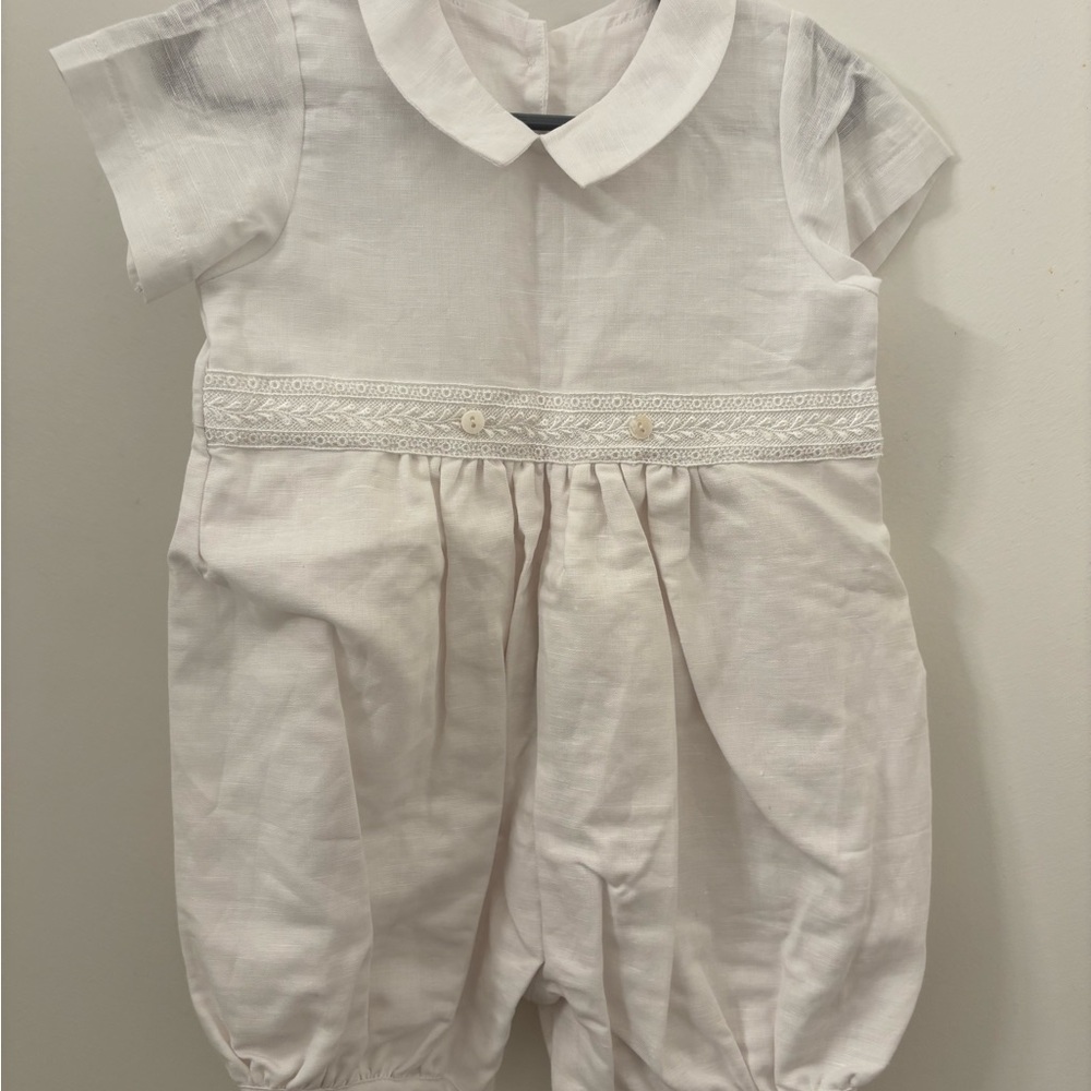 White Convertible Baptism Gown and Romper Set